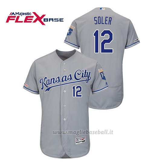 Maglia Baseball Uomo Kansas City Royals Jorge Soler 150th Aniversario Patch Flex Base Grigio
